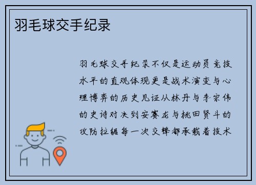 羽毛球交手纪录